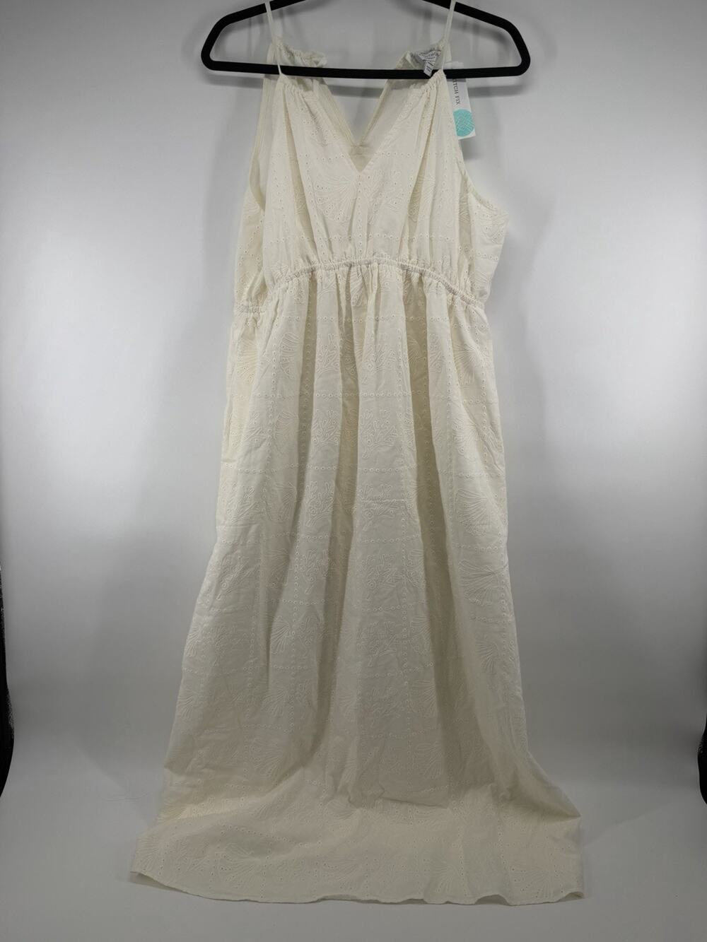 41 Hawthorne Maternity Halter Maxi Dress White Large 100% Cotton NWT